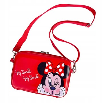 Myszka Minnie Mouse torebka dla dziewczynki czerwona z paskiem, lekka