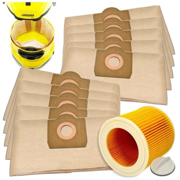 10X WORKI FILTR DO ODKURZACZA KARCHER WD2 WD3 KWD3 SE4001 V 17 V 15 V 12