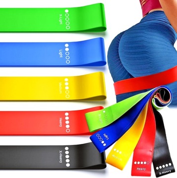 GUMY DO ĆWICZEŃ REHABILITACJI TAŚMY OPOROWE FITNESS TAŚMA 5 SZTUK KOLOROWE