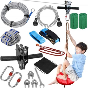 ЗИПЛИН ДЛЯ ДЕТЕЙ ВЕРЕВКА НА МОЛНИИ SOLID GARDEN MEGA SET 120 кг ВЕРЕВКА 6 мм