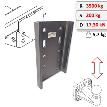 ЛИСТ ДЛЯ РЕГУЛИРОВКИ ВЫСОТЫ ШАРОВОГО КРЮКА НА 2 ВИНТА 90 ММ / 4 ВИНТА 83х56 ММ