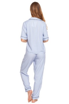Moraj Elegantné rozopínateľné viskózové pruhované dámske pyžamo 7200-001 L