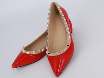 ЧЕРНЫЕ ЖЕНСКИЕ БАЛЕТКИ С КИПАМИ ЛАКОВЫЕ ТУФЛИ 36