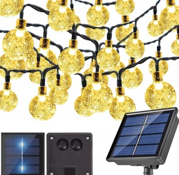 LAMPA SOLARNA OGRODOWA GIRLANDA 50 LED wbijana kulki ozdobne 9.5 metrów