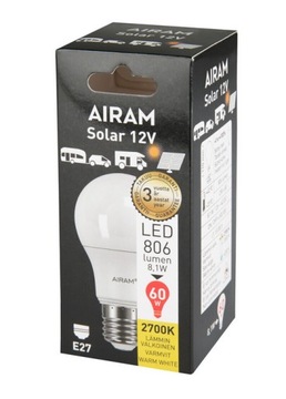 Żarówka LED 12V E27 8,1W/2700K A60 MAT AIRAM