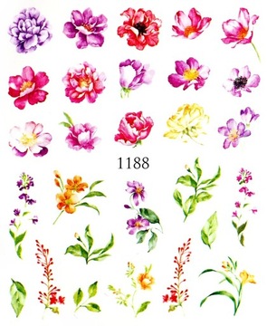 Naklejki wodne na paznokcie KWIATKI - nr 1188