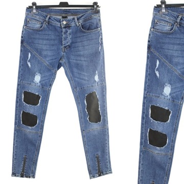 y8 MJG Modne Damskie Spodnie Jeans Dziury Przetarcia 40 L
