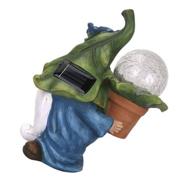 OŚWIETLENIE LED TRAWNIKA SŁONECZNA STATUA GNOME Z ŻYWICY