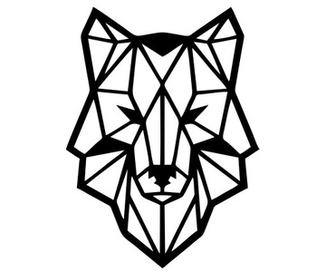 GEOMETRYCZNY WILK WOLF HDF dekoracja 55x40 zaze 3D