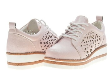 Buty ażurowe na platformie A19-7082 Pink r.39