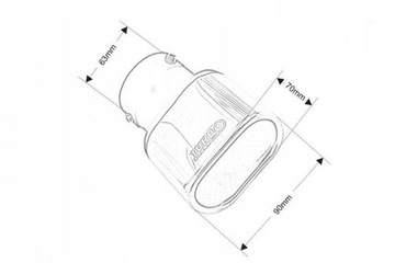 Наконечник глушителя 90x70 мм, вход 63 мм, 2,5-дюймовый бас из нержавеющей стали.
