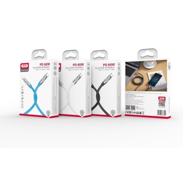 XO Kabel USB-C do USB-C 1,2m 60W mocny szybki elastyczny silikon biały