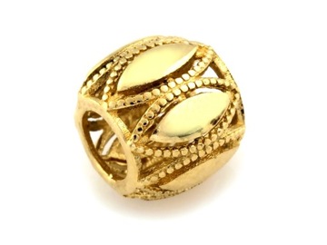 Złoty charms 585 zawieszka beads ażurowa przeciągana do bransoletki 14k