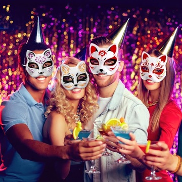 6 ШТ. THERIAN COSPLAY МАСКА ДЛЯ КОШКИ ДЛЯ ЛИЦА, ПОДГОТОВКА К ПОКРАСКЕ, Сделай сам, БЕЛАЯ БУМАГА