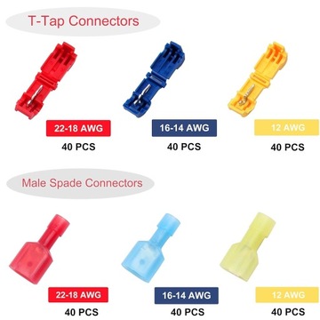БЫСТРОРАЗЪЕМНЫЕ СОЕДИНЕНИЯ, 240 ШТ. НАБОР ЭЛЕКТРИЧЕСКИХ КОМПРЕССИОННЫХ РАЗЪЕМОВ ТИПА-T