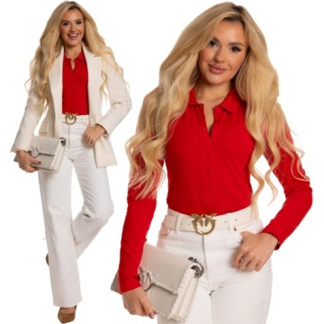 Efektowna Wygodna Elegancka BLUZKA Damska Kołnierzyk Dużo Rozmiarów