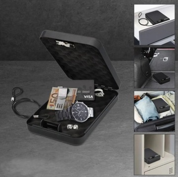Brihard przenośny sejf z zamkiem szyfrowym, linką Portable Case Combination