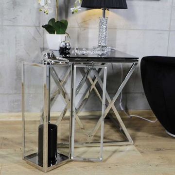 Серебряный гламурный хромированный фонарь h=60см