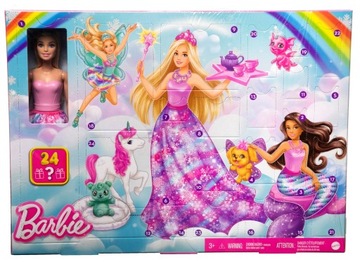 BARBIE Dreamtopia HVK26 kalendarz adwentowy z 24 niespodziankami, zwierzęta