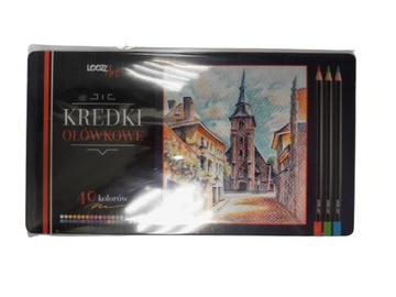 KREDKI OŁÓWKOWE W METALOWYM PUDEŁKU 40 szt.