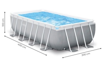 Большой семейный бассейн с прямоугольным каркасом Intex 400x200x100см 26788 + насос