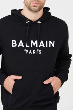 BALMAIN Czarna bluza Printed Hoodie XXL