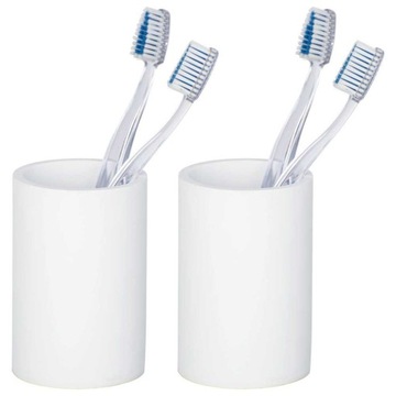 KUBEK NA SZCZOTECZKI biały ceramiczny WENKO 2 szt