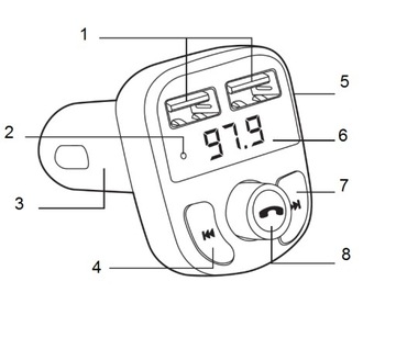 Transmiter FM Bluetooth ładowarka samochodowa USB