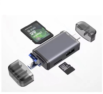 KOMPAKTOWY CZYTNIK KART PAMIĘCI SD/TF MAX. 2TB porty USB USB-C microUSB