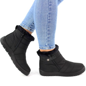 ЧЕРНЫЕ ЖЕНСКИЕ СНЕЖНЫЕ БОТИНКИ С ВОДОНЕПРОНИЦАЕМОЙ МЕМБРАНОЙ ТЕПЛЫЕ ЛОДЫЖИ 38
