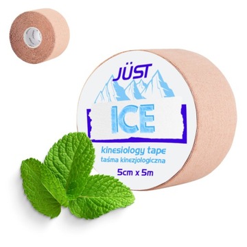 JUST ICE TAPE taśma kinezjologiczna chłodząca BEŻ Z MENTOLEM 5mx5cm
