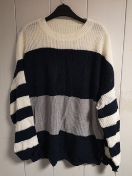 Shein Curve damski dzianinowy sweter w paski XL