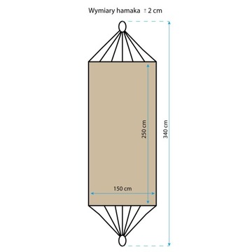 HAMAK OGRODOWY XXL 250x150 cm do 150 kg brązowy