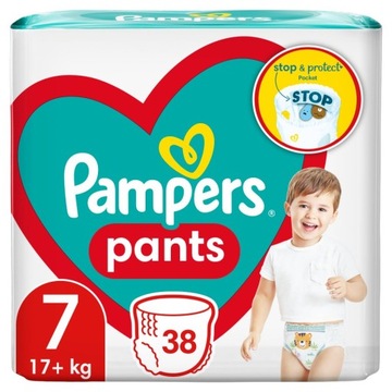 PAMPERS PANTS PIELUCHOMAJTKI 17KG+ ROZMIAR 7 38SZT
