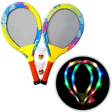 СВЕТЯЩИЕСЯ РАКЕТКИ ДЛЯ БАДМИНТОНА 55 СМ С ПОДСВЕТКОЙ + ЗАТВОР