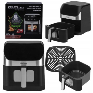 Beztuková Led fritéza Airfryer Kraft&Dele 6L 2000W 10 režimů