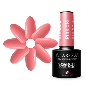 CLARESA RÓŻOWY LAKIER HYBRYDOWY PINK 516 5ml