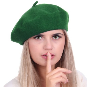 Beret damski w stylu francuskim zielony