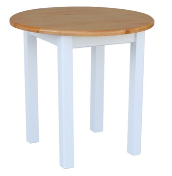 STÓŁ KUCHENNY DREWNIANY OKRĄGŁY 70 CM DWA KOLORY BIAŁY+OLCHA