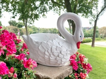 ŁABĘDŹ DONICA W KSZTAŁCIE ŁABĘDZIA OSŁONKA NA KWIATY FIGURA OGRODOWA H:45CM