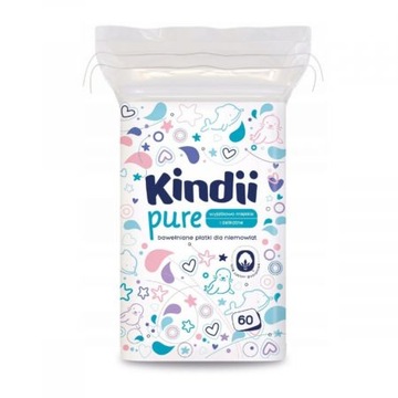 Kindii Pure Płatki bawełniane kosmetyczne dla niemowląt 60 sztuk duże