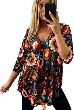 Tunika Bluzka Damska Dekolt Serek V-Neck Elegancka Kolory rozmiar 52