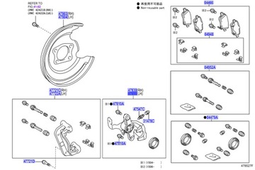 TOYOTA AURIS 2012-2018 OE 47850-02281 TŘMEN BRZDY LEVÝ ZADNÍ