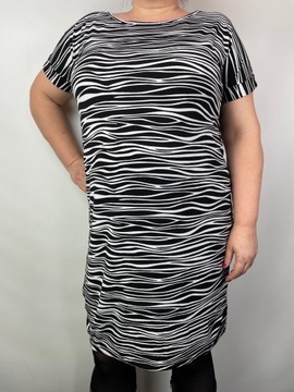 Sukienka dopasowana wiązana czarno-biała zebra MICHAEL KORS r. 2/3XL