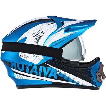 Kask Motocyklowy Crossowy Enduro na Motor Quad Skuter Niebieski M 57-58 cm