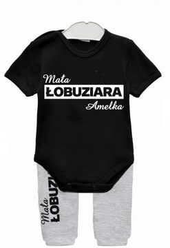 Komplet body spodnie Mała ŁOBUZIARA IMIĘ 62