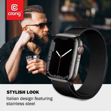 Ремешок для часов Apple Watch из нержавеющей стали 38/40/41 мм черный Crong Milano