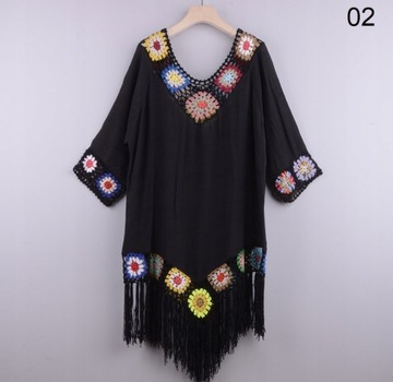 PAREO TUNIKA BOHO LETNIA SUKIENKA NARZUTKA PLAŻOWA