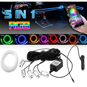 6M WIRE LED RGB ОКРУЖАЮЩАЯ ВОЛОКОННО-ОПТИЧЕСКАЯ ЛАМПА с дистанционным приложением