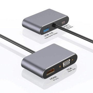 КОНЦЕНТР USB-C АДАПТЕР HDMI 4k VGA USB 3.0 PD